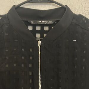 Zara Black Grid Pattern Lightweight Zip Up